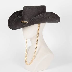 Gladys Tamez Millinery Adventuro Black Straw Cowboy Hat Size Small